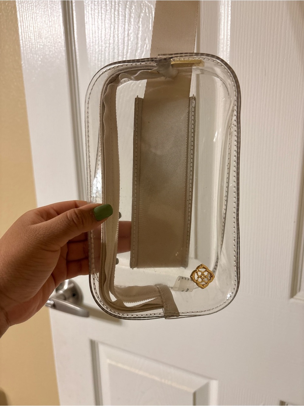 Kendra Scott Clear Beige Crossbody Phone Pouch with Gold Accent